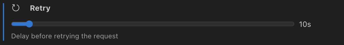 API requests retry setting with delay slider