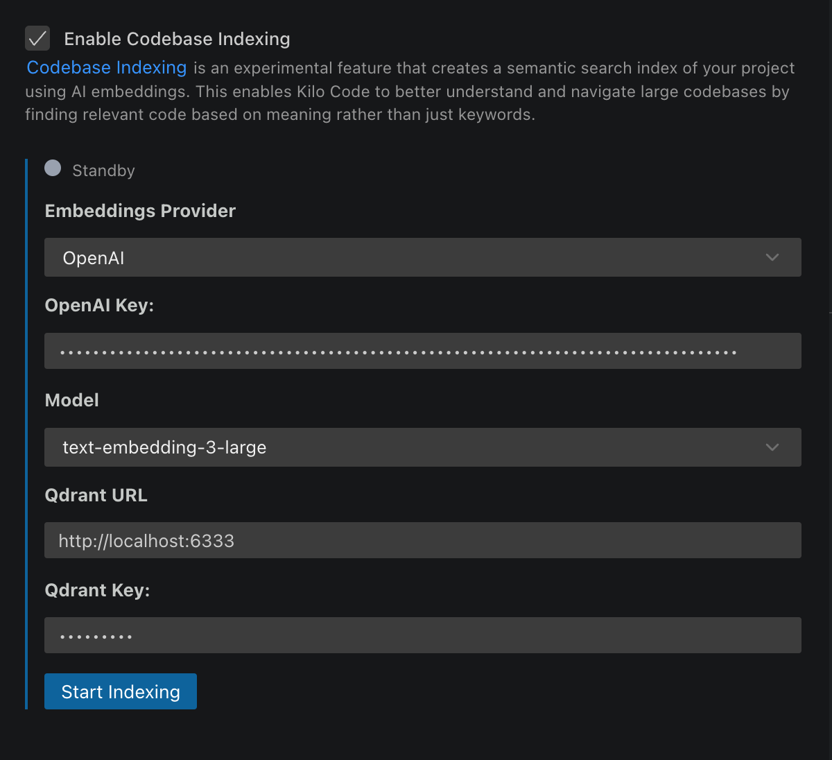 Codebase Indexing Settings