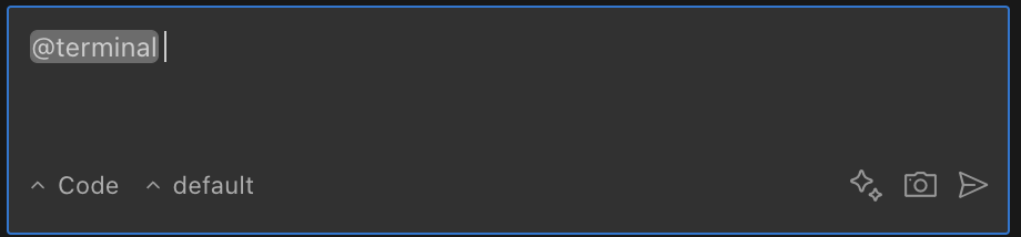 Terminal mention example showing terminal output being included in Kilo Code's context
