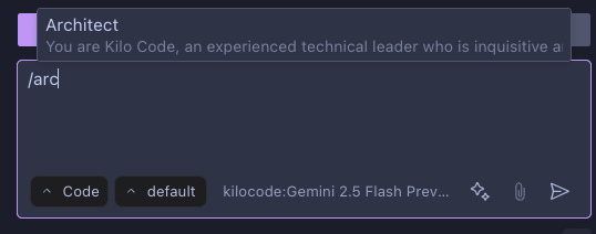 Using slash commands to switch modes